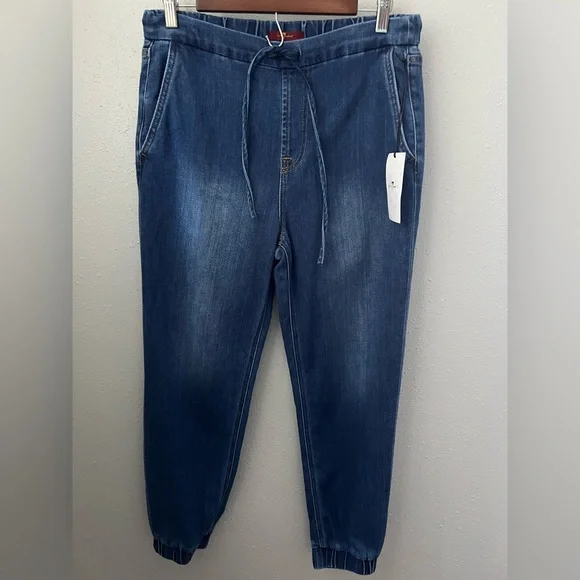 7 For All Mankind High Waist Denim Jogger Size 28 New - Picture 3 of 8